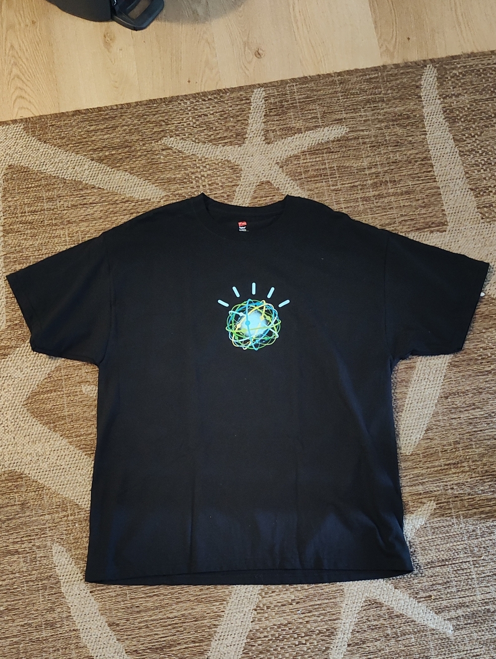 XL IBM Watson Hanes Black Short-Sleeve Tee with Neon Blue-Green Watson Graphic